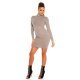 Rochie tricotata, scurta, vascoza, gri cu guler inalt Julyanna	 5 - jojofashion.ro