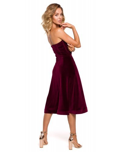 Rochie eleganta midi din catifea burgundy retro Morana  Rochii catifea, Rochie eleganta midi din catifea burgundy retro Morana  - jojofashion.ro