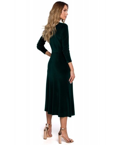 Rochie midi verde din catifea clasica Simina Rochii catifea, Rochie midi verde din catifea clasica Simina - jojofashion.ro