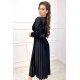 Rochie lunga neagra din catifea plisata cu maneca lunga Star 3 - jojofashion.ro