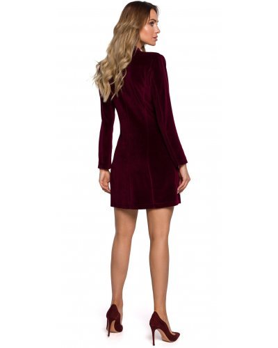 Rochie scurta din catifea burgundy tip blazer Janinne Rochii scurte, Rochie scurta din catifea burgundy tip blazer Janinne - jojofashion.ro