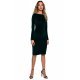 Rochie eleganta midi, catifea, verde, mulata, cu maneca lunga, tip creion, Iris 2 - jojofashion.ro