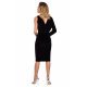 Rochie de seara midi, din catifea neagra si lurex, mulata, cu o maneca lunga, petrecuta, Melnaiss  3 - jojofashion.ro