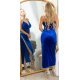 Rochie lunga din catifea albastra mulata cu franjuri din glitter Lyndsey Rochie lunga din catifea albastra mulata cu franjuri din glitter Lyndsey 3 - jojofashion.ro