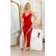 Rochie lunga din catifea rosie mulata cu franjuri din glitter Lyndsey 2 - jojofashion.ro