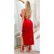 Rochie midi din catifea rosie mulata cu glitter petrecuta Sorana 3 - jojofashion.ro