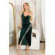 Rochie midi din catifea verde smarald mulata cu franjuri din glitter Lyndsey 2 - jojofashion.ro