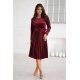 Rochie plisata din catifea rosie-burgundy cu maneca lunga Aryanne 4 - jojofashion.ro