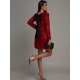Rochie rosie din catifea cu paiete scurta croi A cu fundița si maneca lunga Glossy 3 - jojofashion.ro