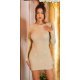 Rochie scurta mulata aurie din glitter cu maneca lunga Zarita 3 - jojofashion.ro