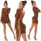 Rochie scurta mulata din glitter bronz cu maneca lunga Zarita 6 - jojofashion.ro