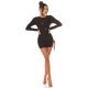 Rochie de club scurta, glitter, neagra, mulata, cu maneca lunga, Zarita 4 - jojofashion.ro