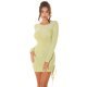 Rochie scurta verde light mulata din glitter cu maneca lunga Zarita  3 - jojofashion.ro