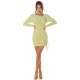 Rochie scurta verde light mulata din glitter cu maneca lunga Zarita  6 - jojofashion.ro