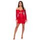 Rochie scurta rosie din satin mulata cu umerii goi Oksana 4 - jojofashion.ro