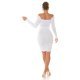 Rochie midi alba mulata cu maneca lunga Endellion  5 - jojofashion.ro
