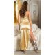 Rochie lunga din satin aurie mulata cu corset Audrey Rochie lunga din satin aurie mulata cu corset Audrey 3 - jojofashion.ro