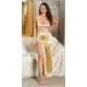 Rochie lunga din satin aurie mulata cu corset Audrey Rochie lunga din satin aurie mulata cu corset Audrey 4 - jojofashion.ro