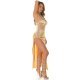 Rochie lunga din satin aurie mulata cu corset Audrey Rochie lunga din satin aurie mulata cu corset Audrey 5 - jojofashion.ro