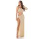 Rochie de club lunga, glitter, bej, mulata, cu maneca lunga, Ginger Rochie de club lunga, glitter, bej, mulata, cu maneca lunga, Ginger 4 - jojofashion.ro