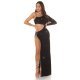 Rochie de club lunga, glitter, neagra, mulata, cu maneca lunga, Ginger  4 - jojofashion.ro