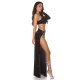 Rochie de club lunga, glitter, neagra, mulata, cu maneca lunga, Ginger  5 - jojofashion.ro