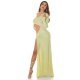 Tinuta de club, rochie lunga glitter verde pal si sandale argintii Ginger 2 - jojofashion.ro