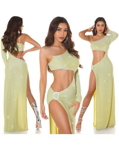 Tinuta de club, rochie lunga glitter verde pal si sandale argintii Ginger Tinute de club, Tinuta de club, rochie lunga glitter verde pal si sandale argintii Ginger - jojofashion.ro