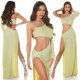 Tinuta de club, rochie lunga glitter verde pal si sandale argintii Ginger 3 - jojofashion.ro