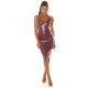 Rochie midi mulata burgundy din piele eco cu umerii goi Sieviete Rochie midi mulata burgundy din piele eco cu umerii goi Sieviete 4 - jojofashion.ro