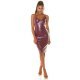 Rochie de club midi, piele eco, burgundy, mulata, cu umerii goi, Sieviete  4 - jojofashion.ro