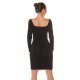 Rochie de club midi, neagra, mulata, cu maneca lunga, Endellion  3 - jojofashion.ro