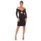 Rochie de club midi, neagra, mulata, cu maneca lunga, Endellion  6 - jojofashion.ro