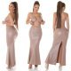 Rochie lunga mulata din piele eco cappuccino Zhin 7 - jojofashion.ro