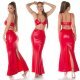 Rochie lunga rosie mulata din piele eco Zhin Rochie lunga rosie mulata din piele eco Zhin 6 - jojofashion.ro