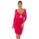 Rochie de club midi, rosie, mulata, cu maneca lunga, Endellion  2 - jojofashion.ro