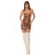 Rochie de club scurta, din piele eco, maro, mulata, cu umerii goi, Dellilah 4 - jojofashion.ro