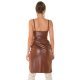 Rochie de club scurta, din piele eco, maro, mulata, tip corset, asimetrica, Edythe  3 - jojofashion.ro