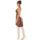 Rochie de club scurta, din piele eco, maro, mulata, tip corset, asimetrica, Edythe  5 - jojofashion.ro