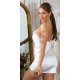 Rochie scurta alba din satin mulata Paulina 3 - jojofashion.ro