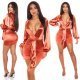 Rochie scurta mulata din satin bronz cu maneca lunga Kaylee 7 - jojofashion.ro