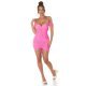 Rochie de club scurta, roz bombon, mulata, cu umerii goi, drapata, Karla 5 - jojofashion.ro