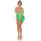 Rochie de club scurta, verde neon, mulata, cu umerii goi, drapata, Karla 7 - jojofashion.ro