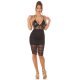 Rochie scurta neagra mulata din imitatie de piele si tul Lowen 7 - jojofashion.ro