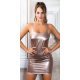 Rochie scurta mulata aurie din latex Yarem 2 - jojofashion.ro
