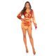 Rochie scurta din satin bronz mulata cu maneca lunga Lexxo Rochie scurta din satin bronz mulata cu maneca lunga Lexxo 5 - jojofashion.ro