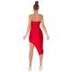 Rochie de club scurta, rosie, mulata, incretita, cu decupaje, asimetrica, Maia 6 - jojofashion.ro