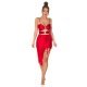 Rochie de club scurta, rosie, mulata, incretita, cu decupaje, asimetrica, Maia 7 - jojofashion.ro
