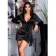 Rochie scurta neagra din satin mulata cu maneca lunga Althea  2 - jojofashion.ro