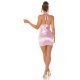Rochie scurta din satin roz pastelat mulata cu umerii goi Innana  5 - jojofashion.ro
